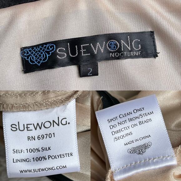 Sue Wong Nocturne beaded floral embroidered bubble hem slip dress cocktail‎ 2 - Picture 4 of 16